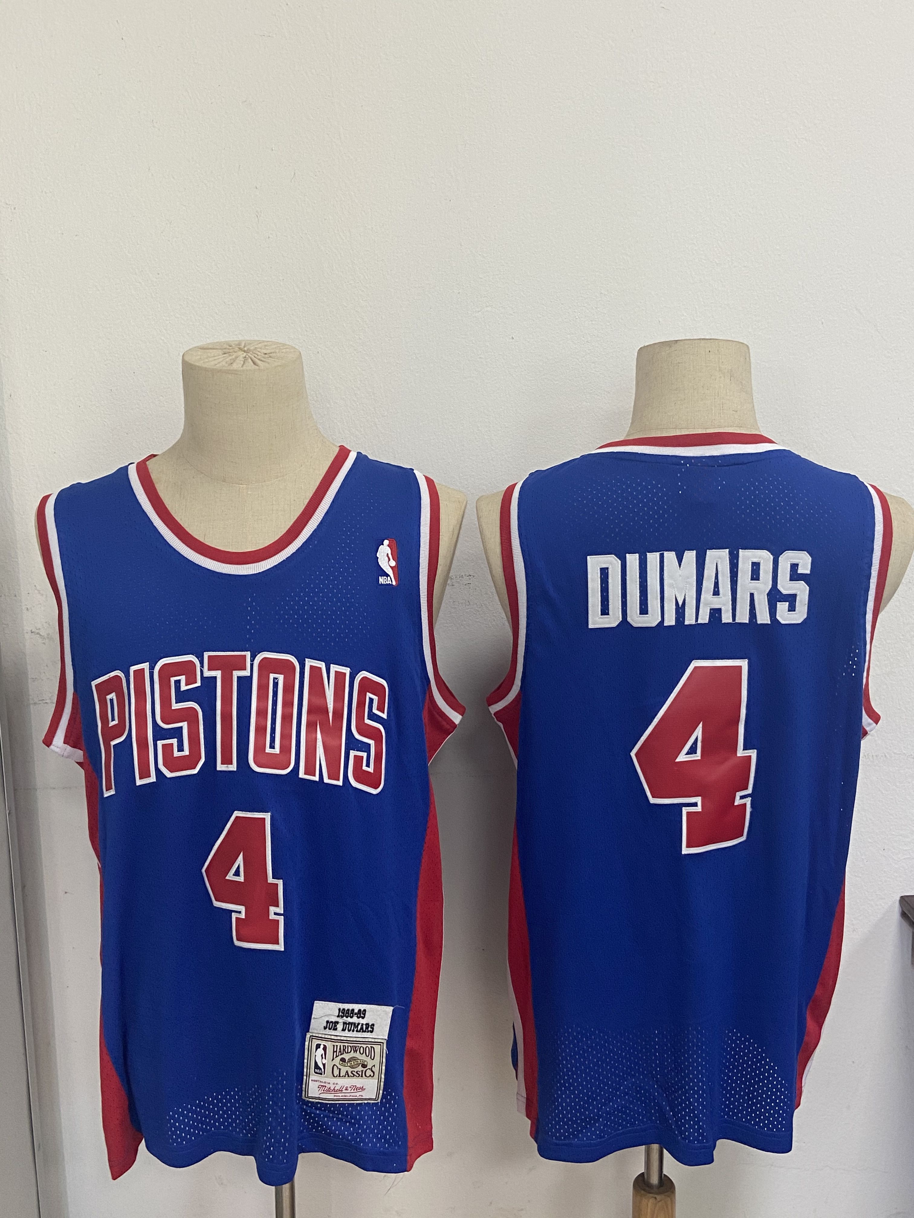 Men Detroit Pistons #4 Dumars Blue Throwback NBA Jerseys